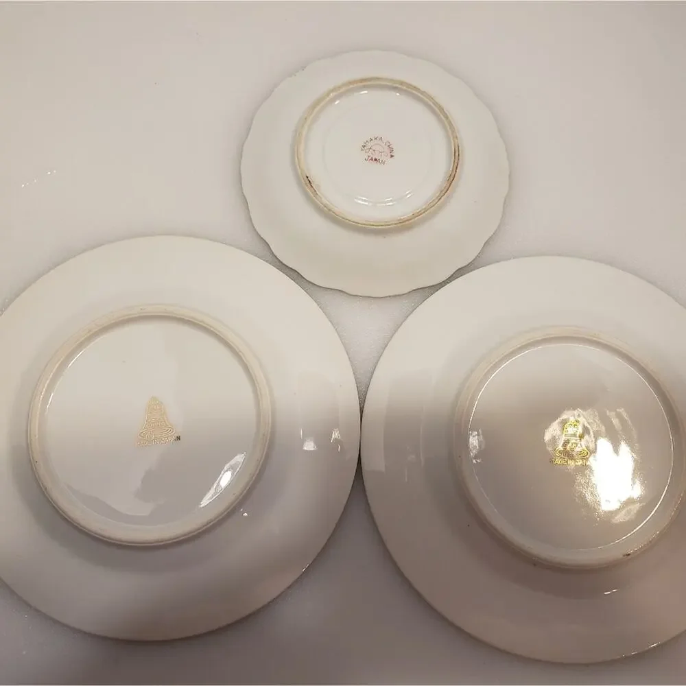 Gold China made in Japan‎ Moss Rose 2 dessert plates 1 Yakama China saucer